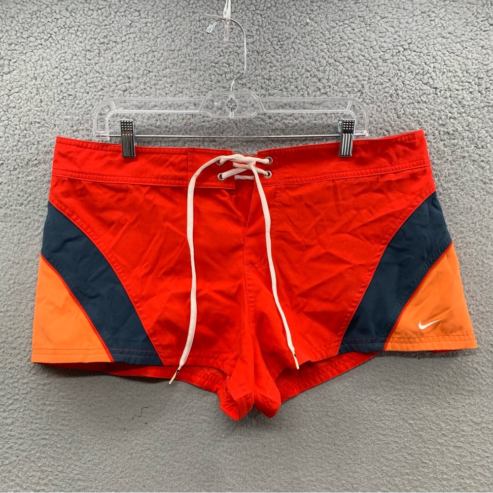 Vintage Nike NWT Women’s Size XL Orange Colorblock Outdoor Board Swim Shorts Y2K
